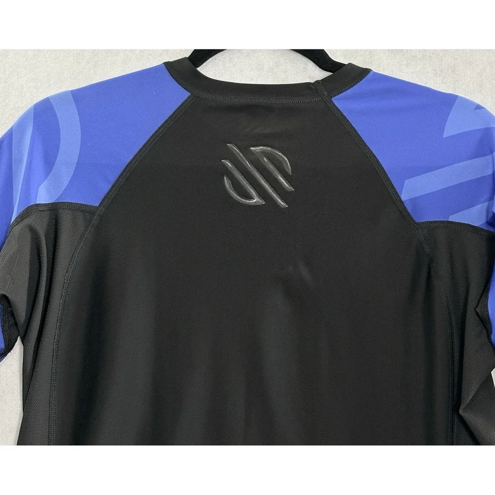 SANABUL Men Rash Guard Short Sleeve Compression Top Sz M Blue Black‎ Swim 60-17